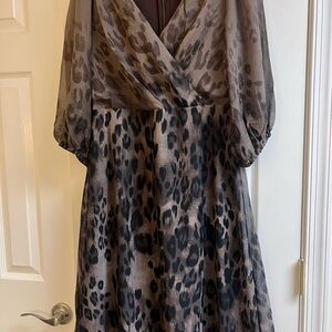 DKNY Brown and Black Long Sleeve Dress